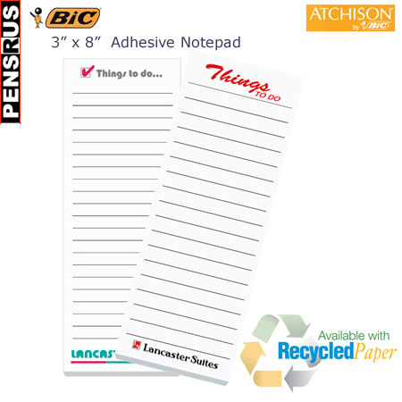BIC Sticky Notes 3x8 50 Sheet Adhesive Notepad
