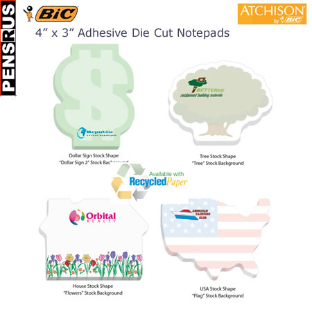 BIC 4x3 Adhesive Die Cut 100 Sheet Notepads