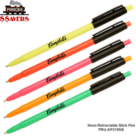 Retractable Stick Pen - Neon Colors