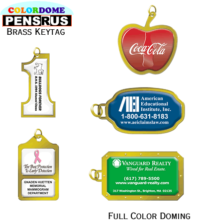 Color Dome Metal Key Tag - Brass