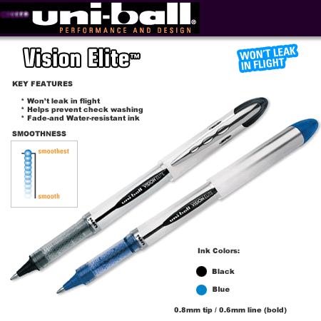 Uni-Ball Vision Elite Pens, Waterproof Pens