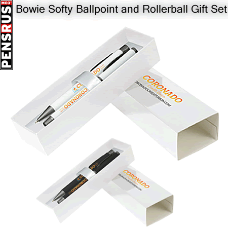 Bowie Softy Ballpoint and Rollerball Gift Set - ColorJet on Pens and Box