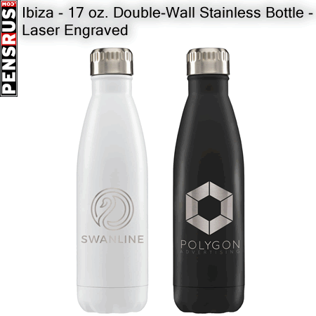 Ibiza - 17 oz. Double-Wall Stainless Bottle - Laser Engraved