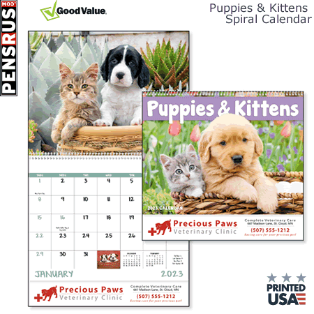 Puppies and Kittens Calendar - Spiral