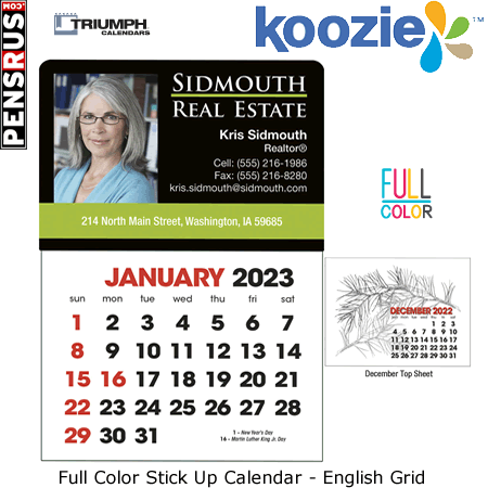 Full Color Stick Up Calendar - English Grid