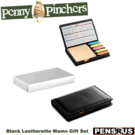 Black Leatherette PVC Cover Memo Gift Set