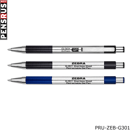 Zebra Stainless Steel Retractable Gel Pen with Textured Grip - 0.7mm