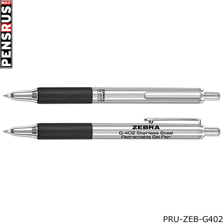 Zebra Stainless Steel Retractable Gel Pen with Rubber Grip - 0.5mm
