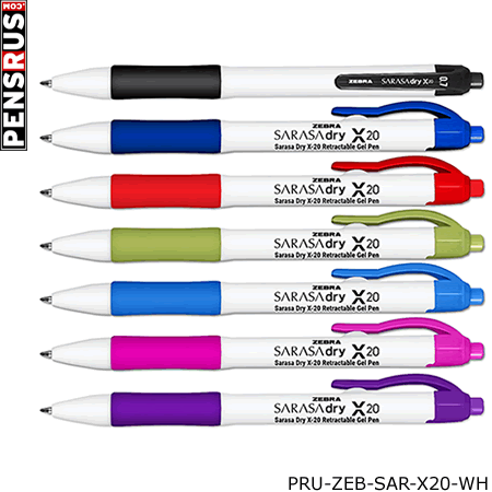 Zebra Sarasa Dry X-20-WH Retractable Gel Pen with Rubber Grip - 0.7mm