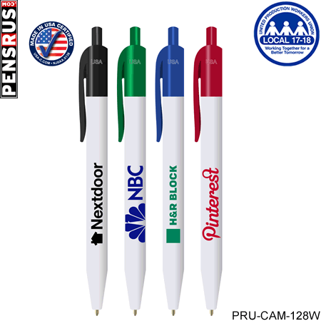 Union Printed - USA Eco White Barrel Click Pens