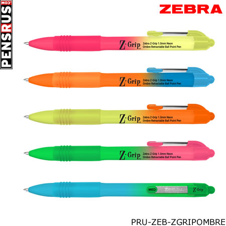 Zebra Z-Grip - Ombre Neon Rubberized Retractable Ball Point Pen - 1.0mm Medium Point